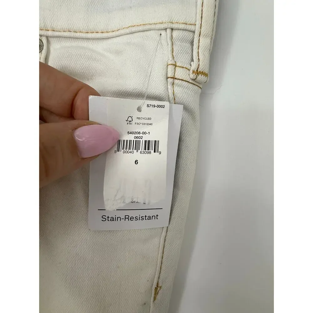 Gap Kids White Stretch Slim Jeans Boys Size 6 Adjustable Waist Stain Resistant